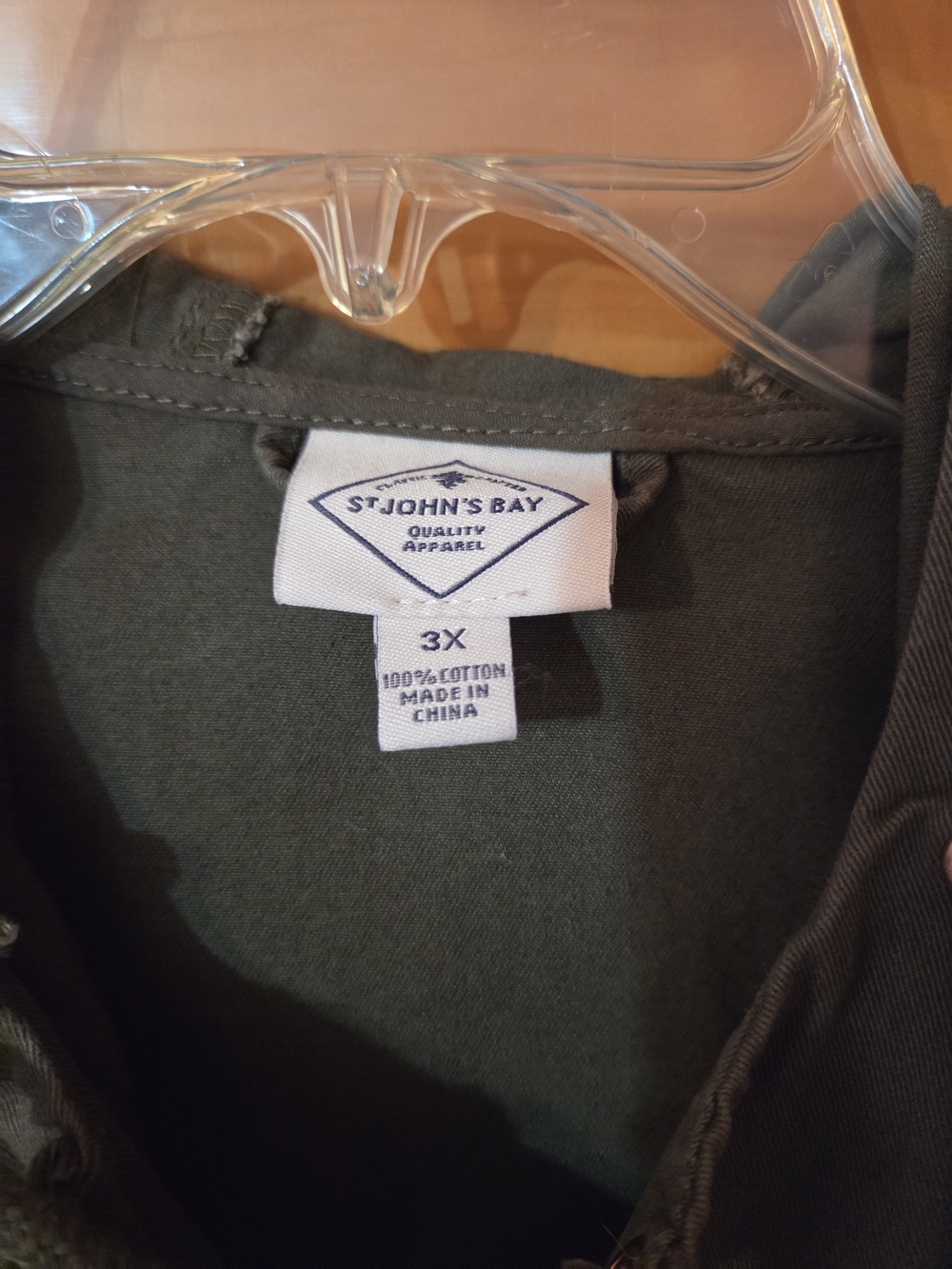 St. John's Bay Olive Green Hooded Utility Jacket - Picture 3 of 4